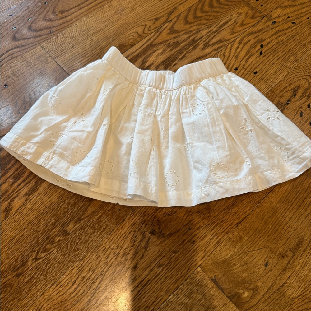 GAP White Smocked Skater Mini Skirt